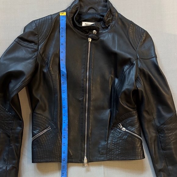 New Line Italian Black Leather Women's Jacket size 42 (us sz 6 or M) - Picture 7 of 13